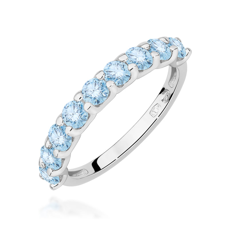 Inel Aur 9K cu Diamante Albastre de Laborator 0.90 ct, imaginea 5 din 8