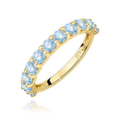 Inel Aur 9K cu Diamante Albastre de Laborator 1.10 ct