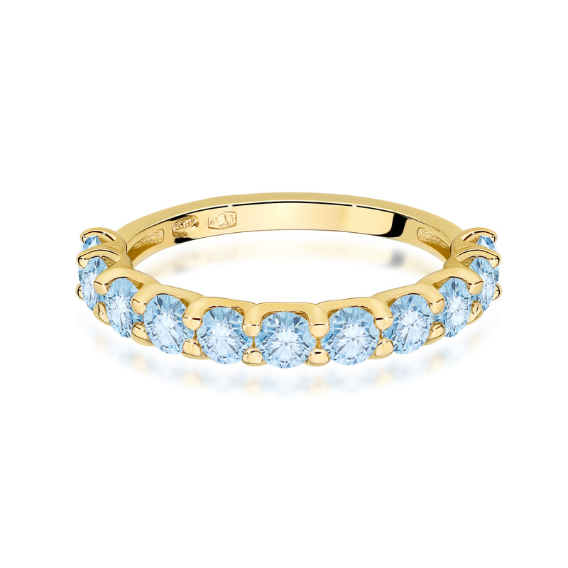 Inel Aur 9K cu Diamante Albastre de Laborator 1.10 ct, imaginea 2 din 8