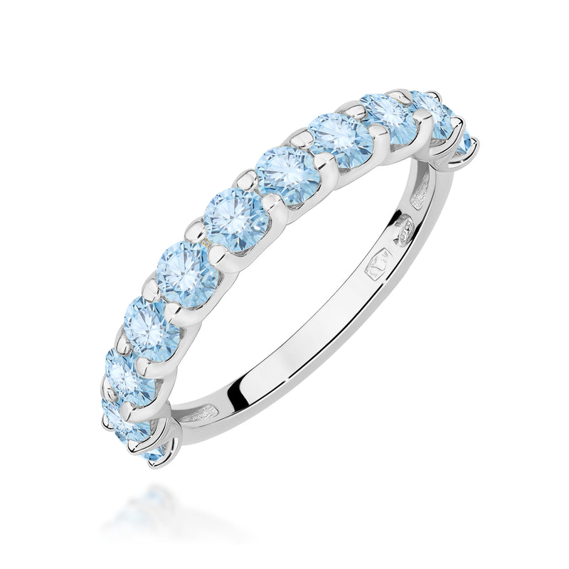 Inel Aur 9K cu Diamante Albastre de Laborator 1.10 ct, imaginea 5 din 8