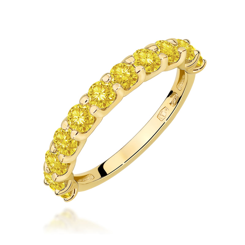 Inel Aur 9K cu Diamante Galbene de Laborator 1.10 ct — Aur galben