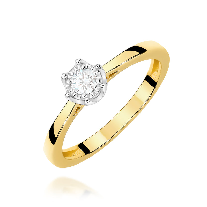 Inel Aur 14K cu Diamant Natural 0.20 ct — Aur galben